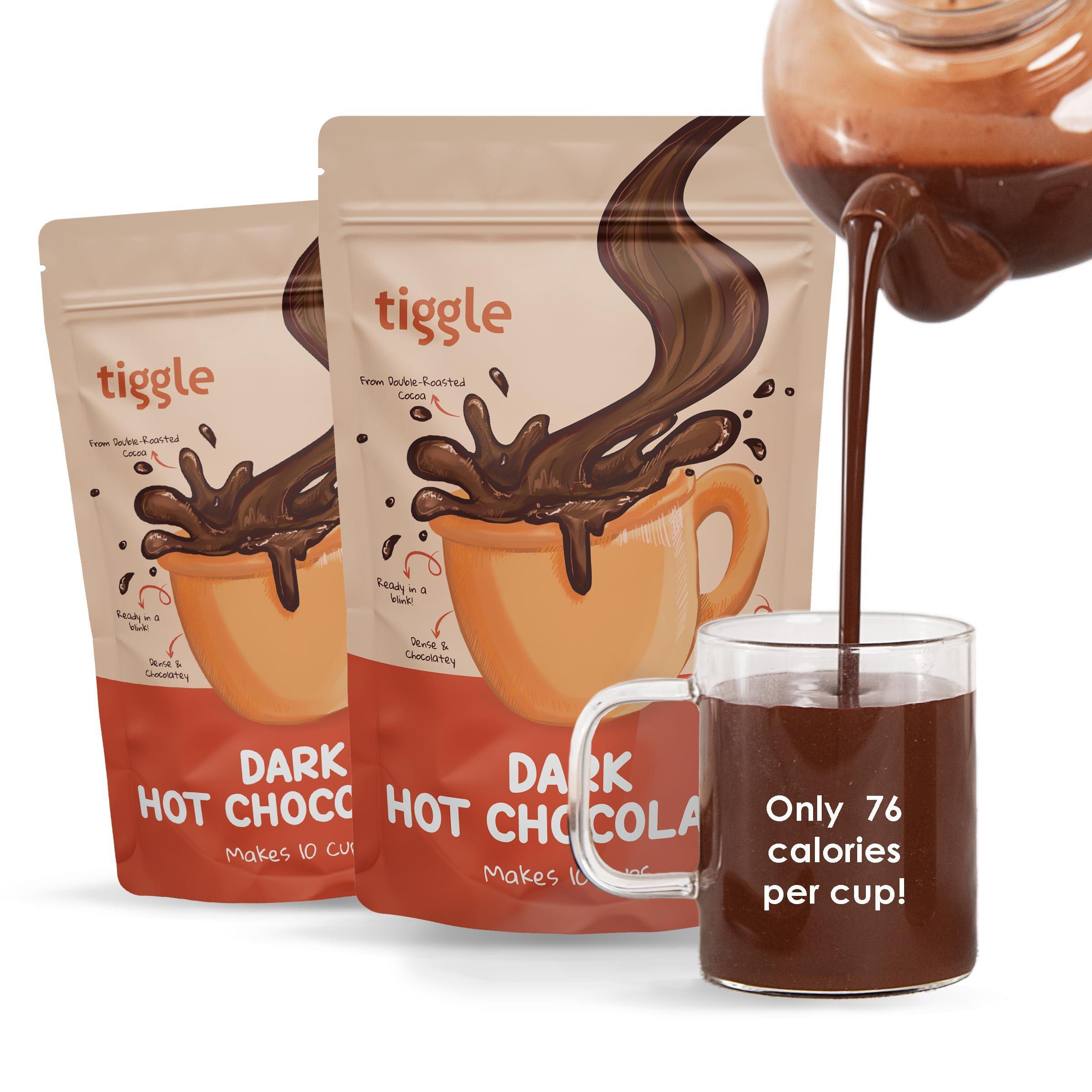 Tiggle Tiggle Dark Hot Chocolate Powder Mix - 10 Cups Pack (Pack of 2) | As seen on Shark Tank India | Farm Fresh From Tamil Nadu | Thick & Chocolatey Drink | Vegan & Gluten-Free | No Preservatives