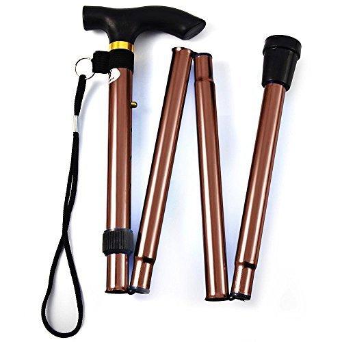 IKTU Iktu Automatic Magnetic Snap-Out Folding Crutch Walking Cane Folding Stick with Adjustable Length (33-37 Inch) (Copper)
