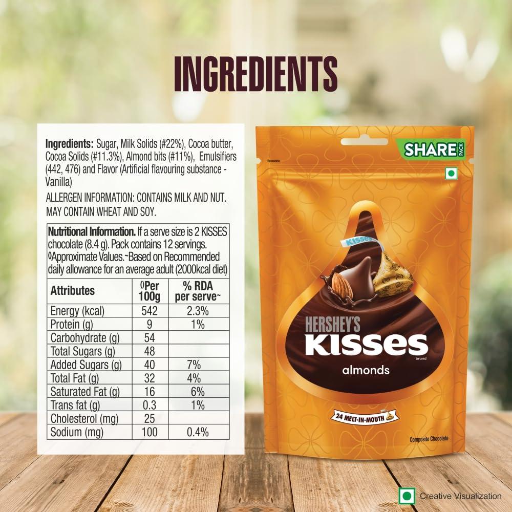 Hershey's Kisses Hershey\'s Kisses Almond Pouch, 12 X 100 grams