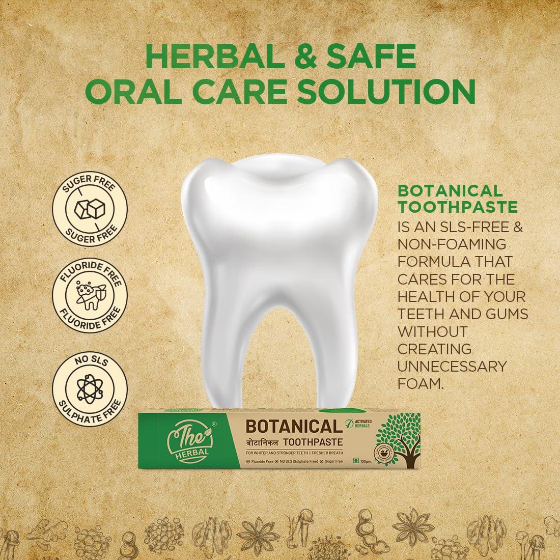 The Herbal The Herbal Botanical Toothpaste100g | 100% Herbal Actives Oral Care & Toothpaste | Toothpaste For White Teeth, Stronger Teeth and Fresh Breath | Sls Free Toothpaste, Sugar Free | Pack of 6