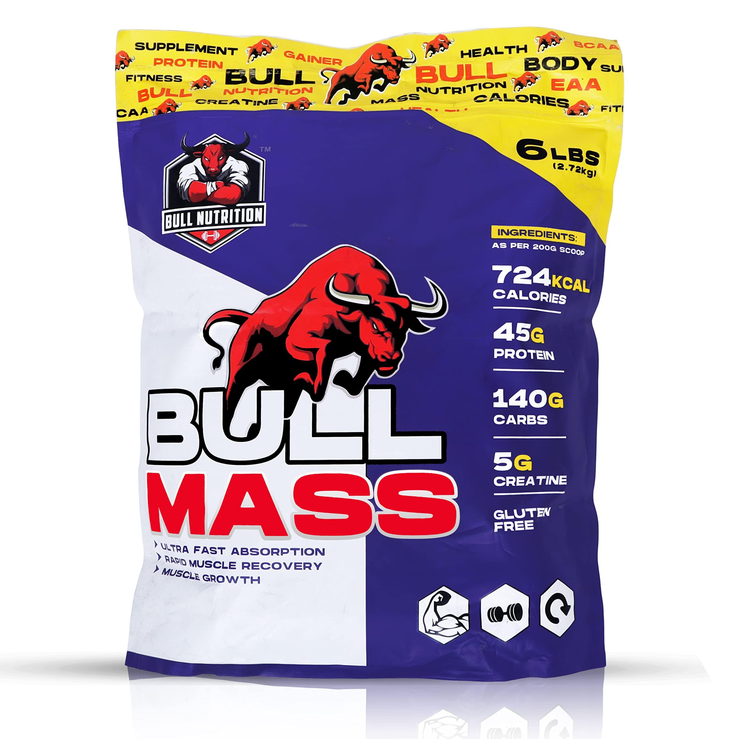 MUSCLE SIZE MUSCLE SIZE Bull Mass Gainer Powder Rapid Muscle Recovery and Muscle Growth 6lbs,2.72kg STRAWBERRY