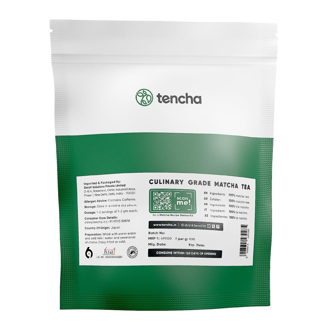 Tencha Tencha Matcha Tea, 50 Servings, 50 GM | Pure Japanese Matcha Green Tea Powder | Sourced from Shizuoka, Japan | Vegan | No Artificial Sweeteners | Culinary Grade Matcha Powder