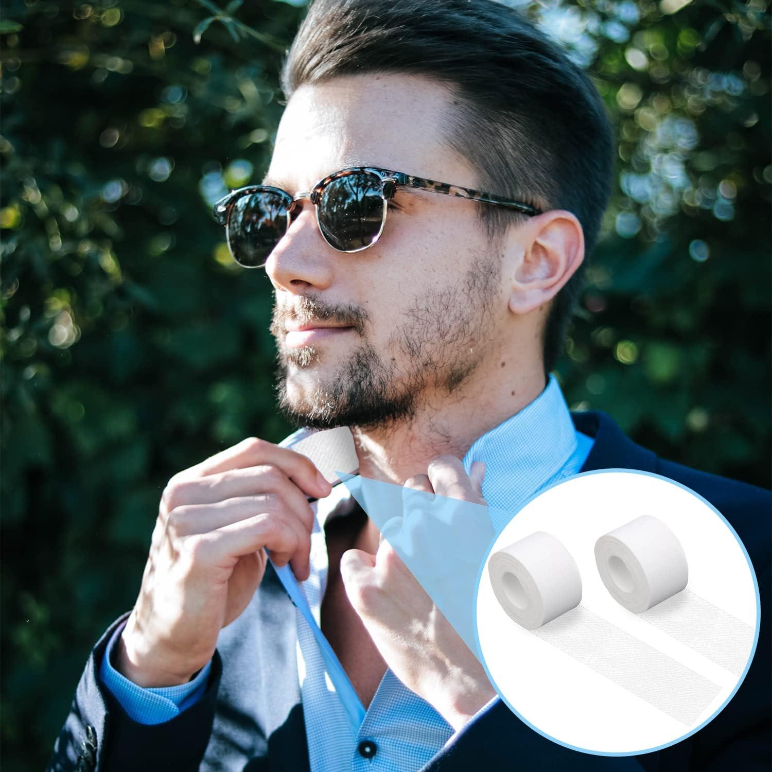 Wrixty Wrixty Self Adhesive Shirt Collar Protector Disposable Collar Protector Invisible Sweat Pads Hat Shirt Neck Liner Armpit Tape Collar Protectors for Shirts Against Sweat Stains (White)