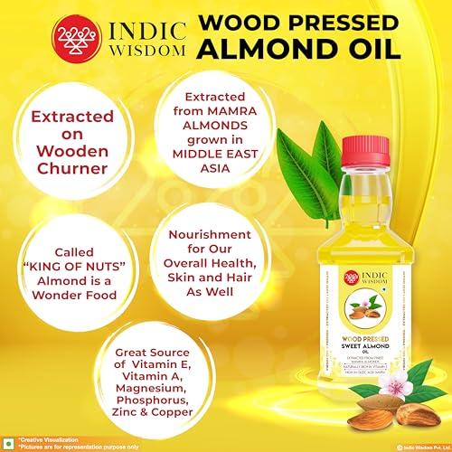IndicWisdom IndicWisdom Wood Pressed Sweet Almond Oil 100 ml (Cold Pressed Sweet Almond Oil - Extracted on Wooden Churner)