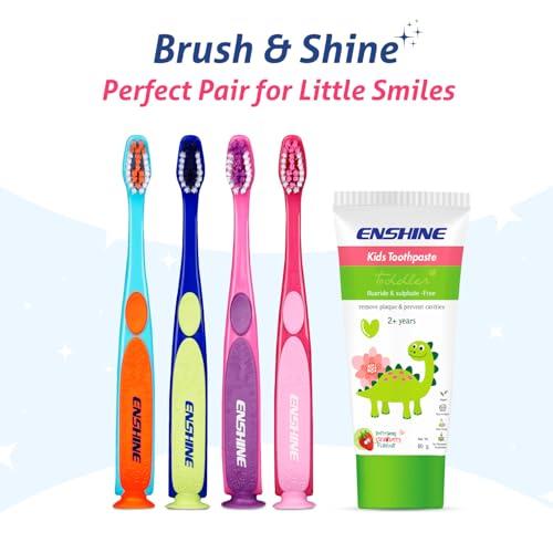 ENSHINE ENSHINE Kids Toothbrush With Easy Grip|Multi-Colors - Extra Soft Toothbrush (6 Toothbrushes) (12+Months) - Manual
