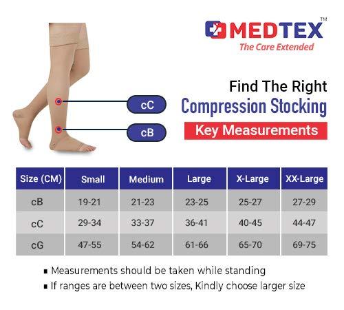 MEDTEX Cotton Compression Stockings MEDTEX Cotton Compression Stockings Class-1 Knee Length for Varicose Veins -XXL