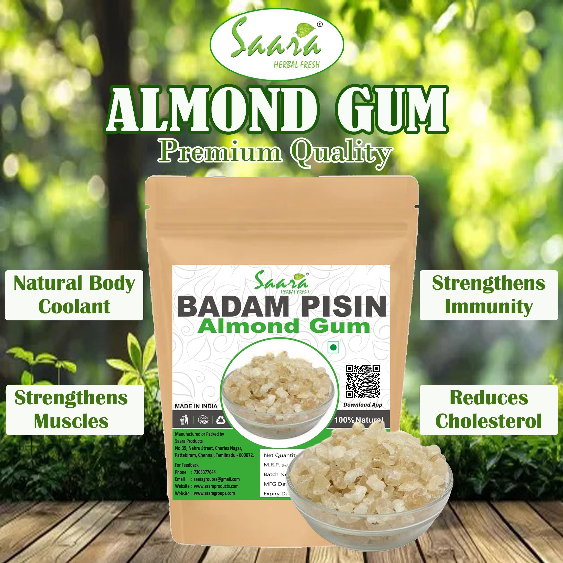 SAARA Saara HERBAL FRESH Badam Pisin, 50g, Almond Gum, Badam Gonth, Badam Resin, Gonth, (pack of 1 x 50g)