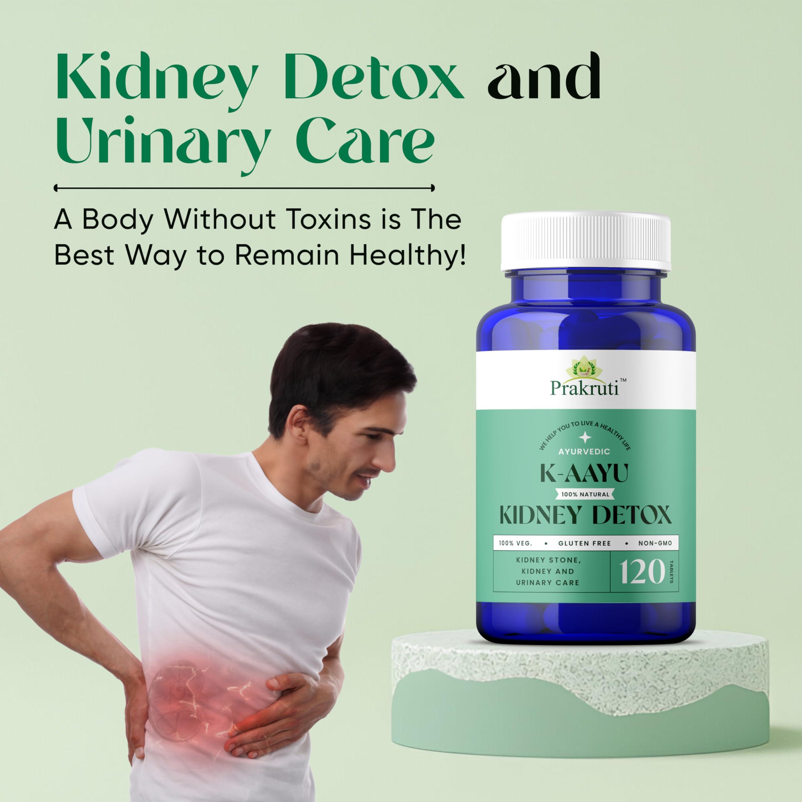 Prakruti Pure Herbs Prakruti K-Aayu Ayurvedic Tablets for Kidney(Problems) & Creatinine | Kidney Stone and Detox | Made With Punarnava, Varun and Bijora (Pack of 2X120 Tab.)