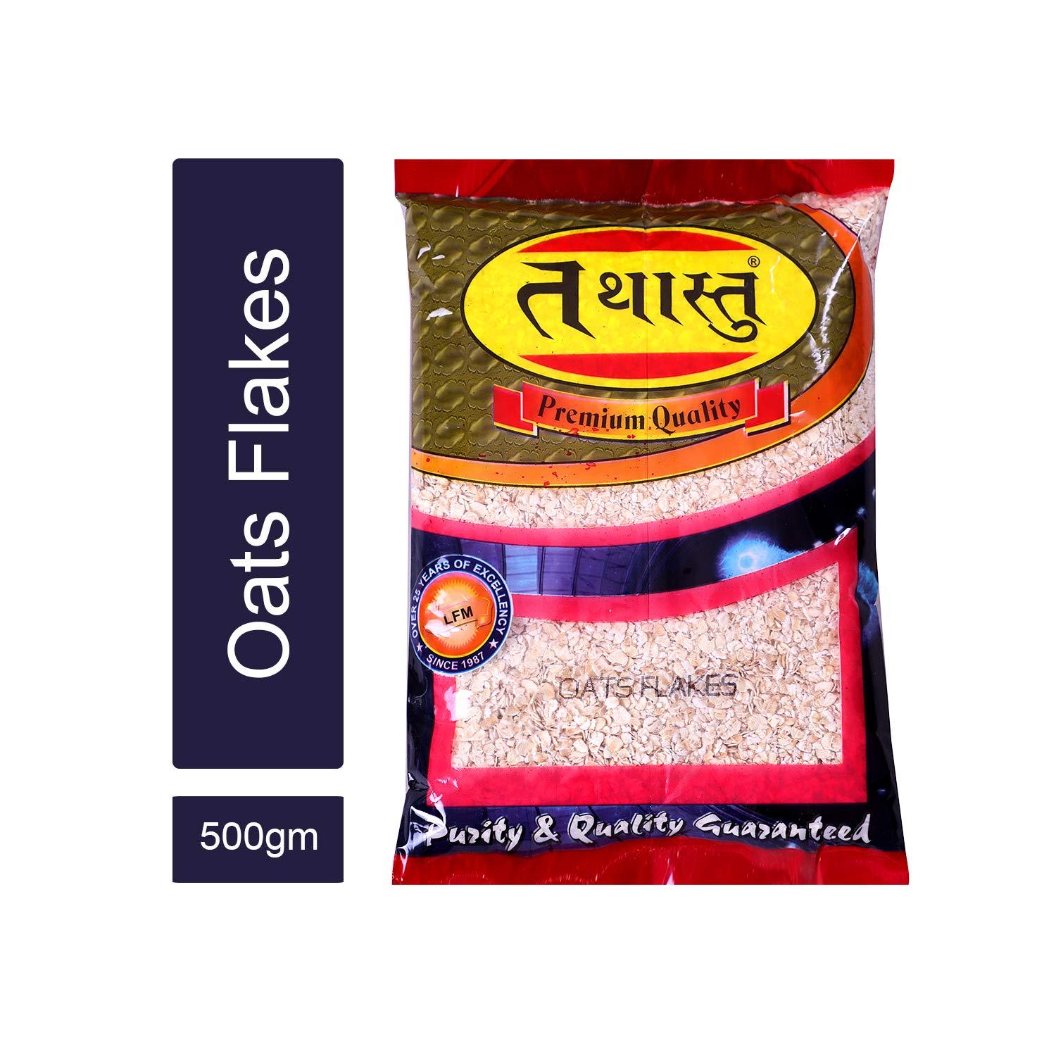 Tathastu TATHASTU Oats Flakes Gluten-Free | 100% Natural Rich in Fibre | Suitable for Diet | Great Breakfast_500gm