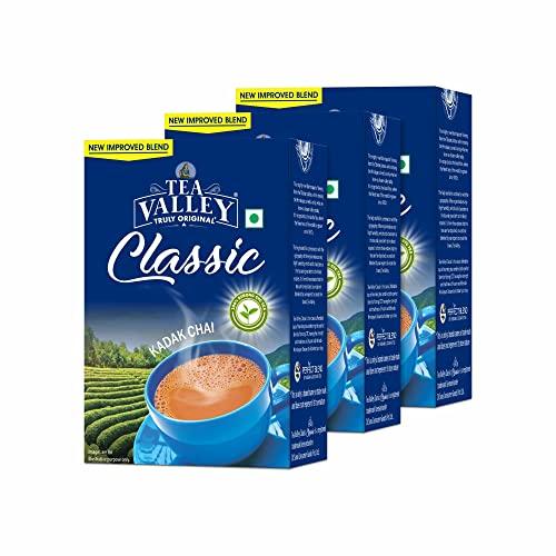Tea Valley Tea Valley Classic Tea - 250gm X3 | Strong, Malty, Aromatic and Rich Taste | 100% Assam and Dooars CTC tea blend | Make Masala Tea, Ginger Tea or Cardamom Tea