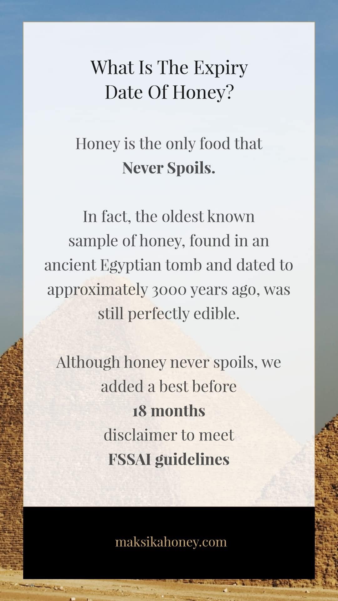 Maksika Maksika Kashmiri White Honey | Organic Honey Bottle - 330gms | Kashmiri Acacia Nectar with Light Vanilla Taste | Best paired with Chamomile or White Tea and Fresh Ricotta Cheese