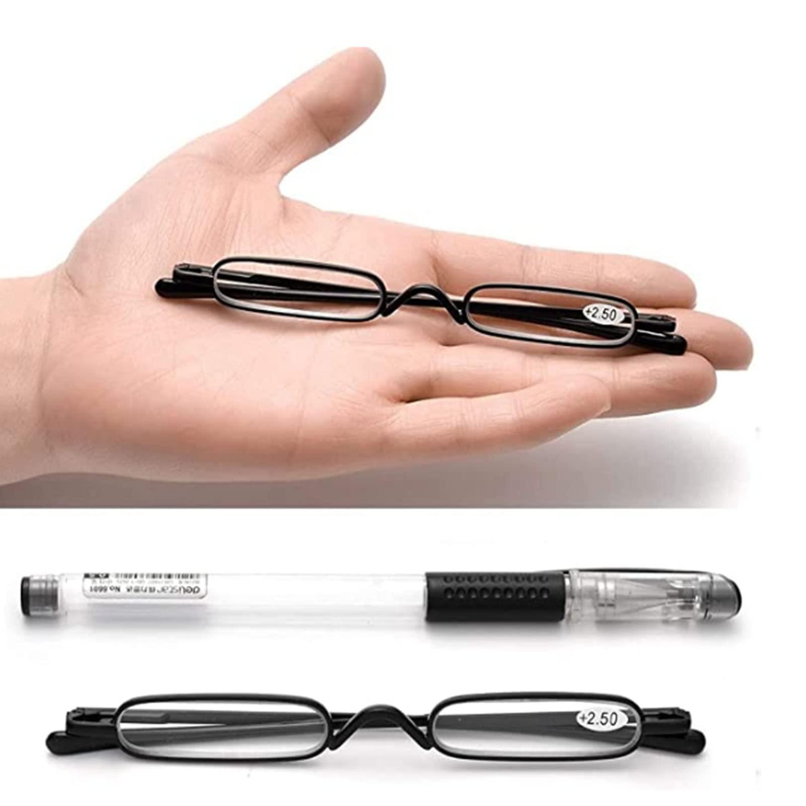 Hubeye Hubeye 3 Pairs Mini Reading Glasses Compact Spring Hinged Slim Pocket Readers with Pen Clip for Easy Carry +2.0