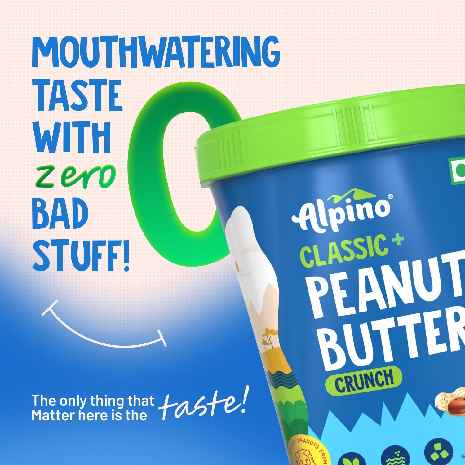 Alpino ALPINO Classic Peanut Butter Crunch 200 G - Roasted Peanuts, Brown Sugar & Sea Salt - 24g Protein, Gluten Free Plant Based Peanut Butter Crunchy