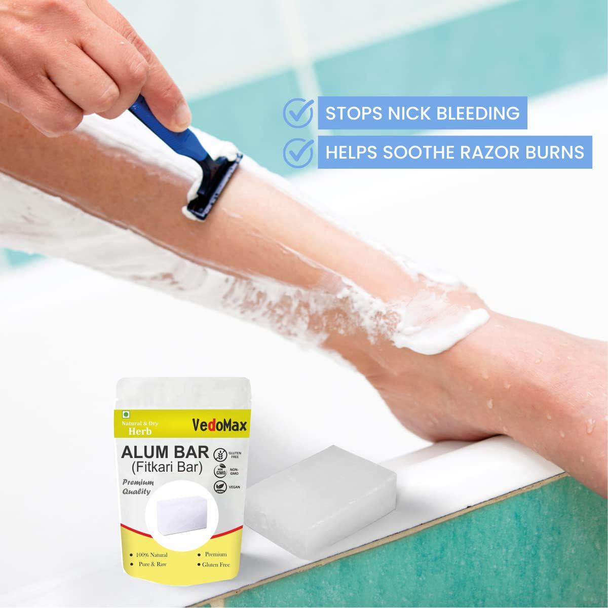 VedoMax VedoMax Phitkari Shaving Alum Block Stone Whole Phitkari Piece, Patika Alum Whole Piece White Phitkari | Fitkari Block | Fitkari Bar For Skin Tightening And Glowing Skin, 100g*1 (Pack of 1)