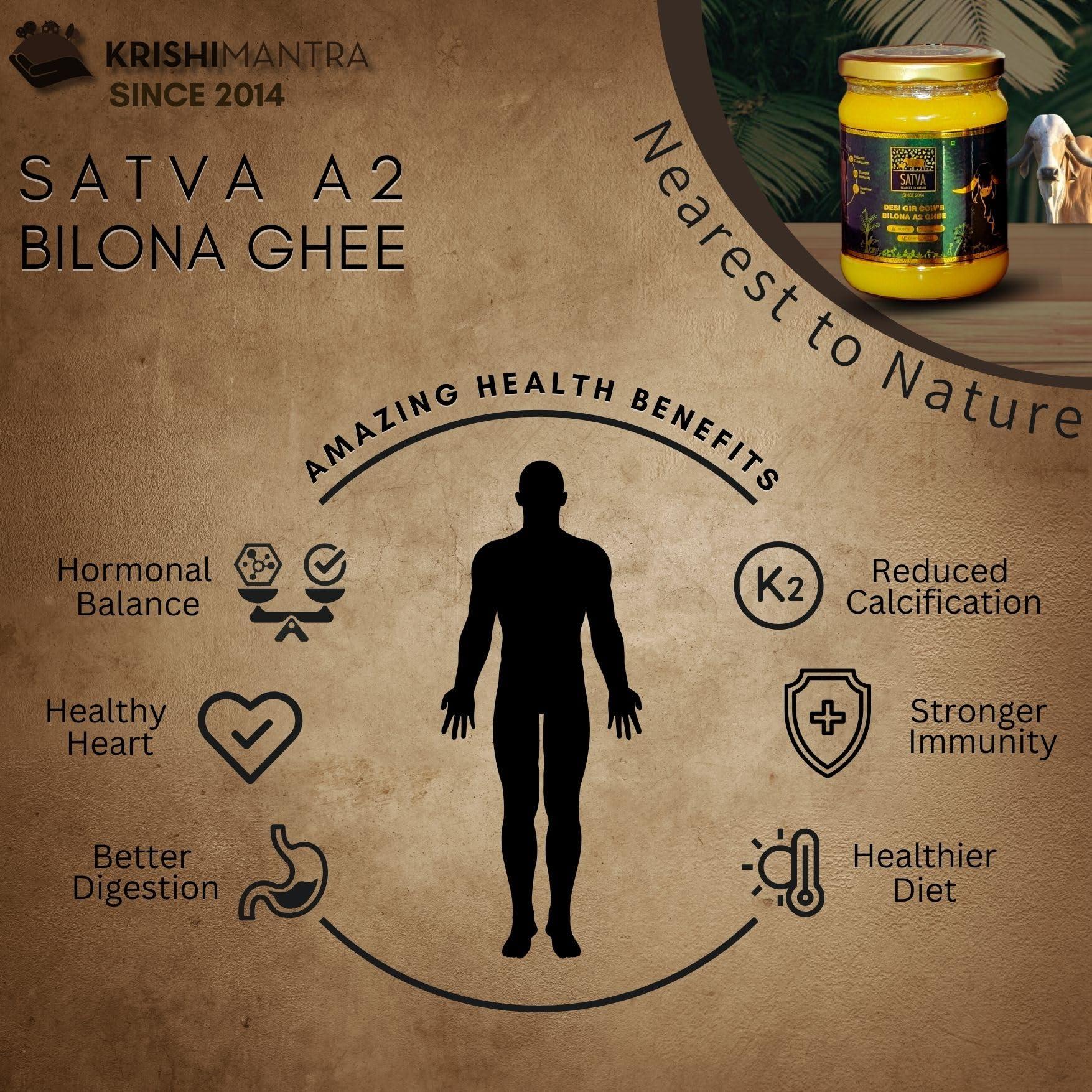 KRISHI MANTRA KRISHI MANTRA A2 BILONA GHEE - 1 Litre Pure Gir Cow\'s A2 Ghee for Immunity, Vitality, and Better Digestion - Rich in A2 Protein and Vitamin K - Experience the Benefits of Traditional Bilona A2 Ghee Today! 1000 ML + 500 ML