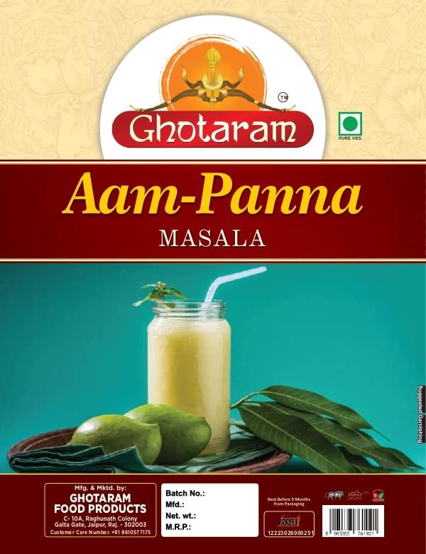 GHOTARAM Ghotaram Aam Panna Masala/Aam Jhora Masala|Indian Summer Drink|Gluten-free Unripe (Green) Mango Drink Sherbet|Tangy Green Mango/Kairi Panha/Aam Panna Masala Natural Fresh-190Gx1Pk