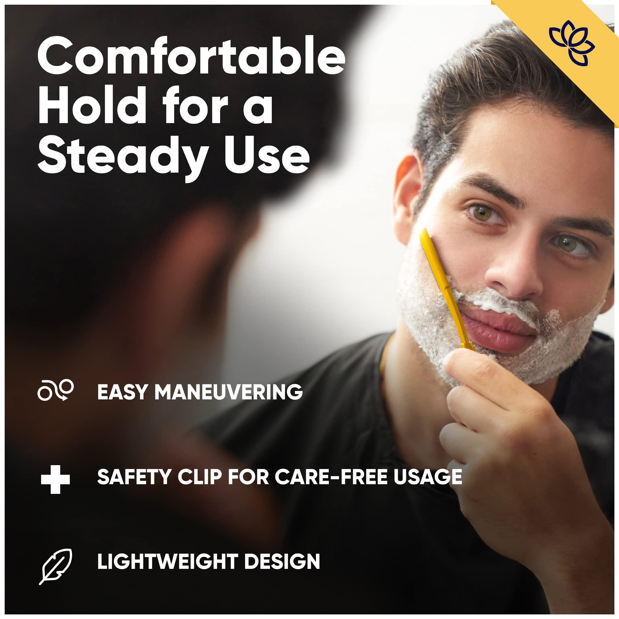 Equinox International Equinox Professional Straight Edge Razor with 100 Single Derby Straight Razor Blades-Barber Straight Razor-Close Shaving Men\'s Manual Shaver-Disposable Straight Razor Blades-Straight Razor Kit