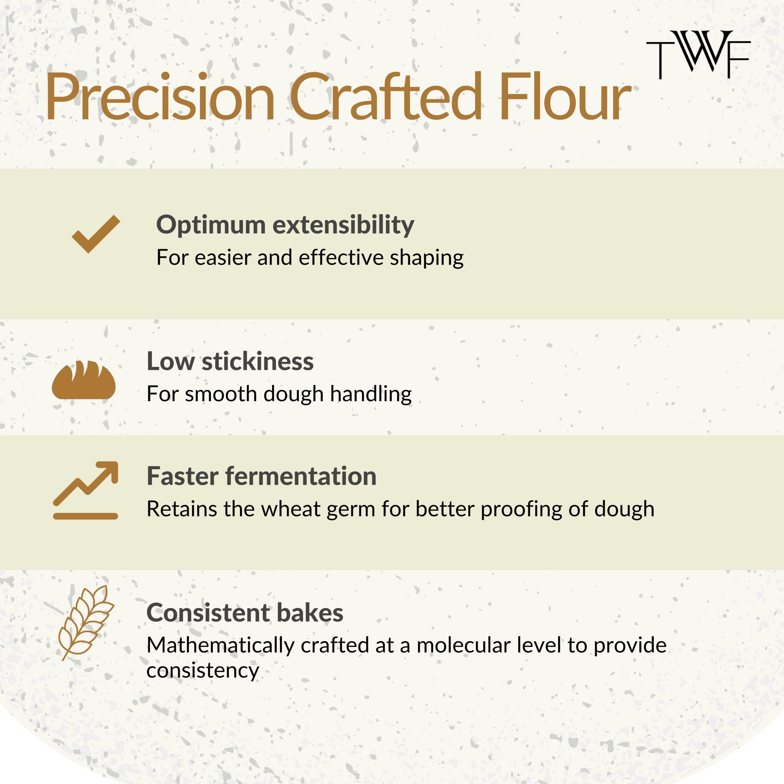 TWF TWF Flour Series C - 8615, 1kg, Unbleached Bread Flour | Tin Loaves - Leavened Breads, Sandwich Breads and Small Bakes  Naan, Buns | Maida and APF alternative