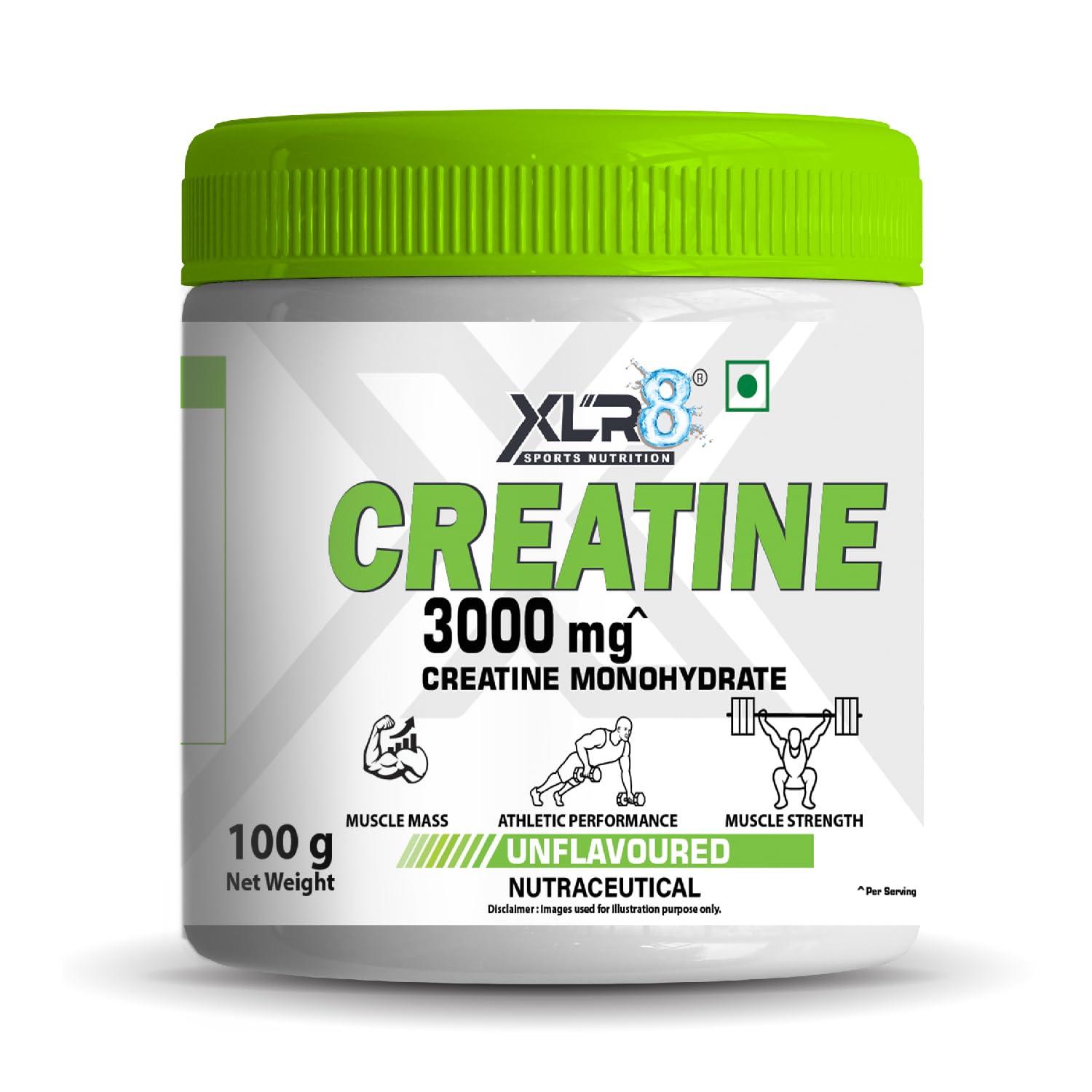 XLR8 XLR8 Whey Protein with 24g Protein - (2 lbs -Chocolate) & XLR8 Creatine Monohydrate Powder- Unflavored (100g, 33 Servings) - Pack of -2