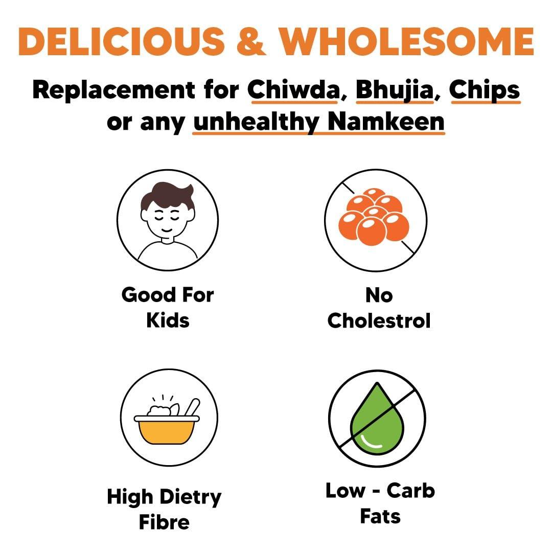 EAT BETTER CO Eat Better Co - Crispy Millet Mixture - Chatapata Healthy Namkeen - Ragi, Jowar, Rice Crispies roasted with Peanuts & Channa (Mast Masala, Super Saver Pack of Four - 400 grams)