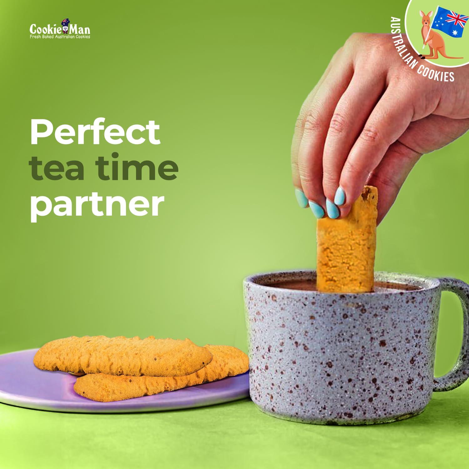 CookieMan Cookieman Pista Biscuit Fingers - 250g | Eggless Gourmet Cookies Biscuits | Tea & Coffee Snack