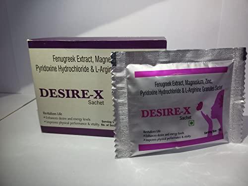 Desire-X British Phytonutrients Desire-X Fenugreek Extract,Magnesium,Zinc,Pyridoxine Hydrochloride & L-Arginine Granules Sachets[10 Servings]|Revitalizes Life|Enhance Energy Levels|Improve Physical Performance