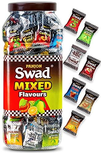 Swad Swad Mixed Chocolate Candy Jar | Meetha Pan, Imli, Coffee,Kacha Aam, Orange + Vitamin C (150 Candy)
