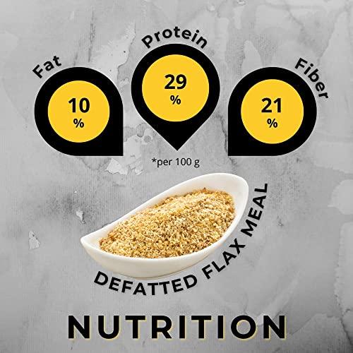 Qonty Qonty Defatted Flaxseed/Linseed/Alsi Meal (Coarse Powder) | Keto Friendly | 28% Protein, 21% Net Carb, 11% Fat | High Fiber | Lab Tested | No Preservatives | Gluten Free | High in Omega 3 (300 g)