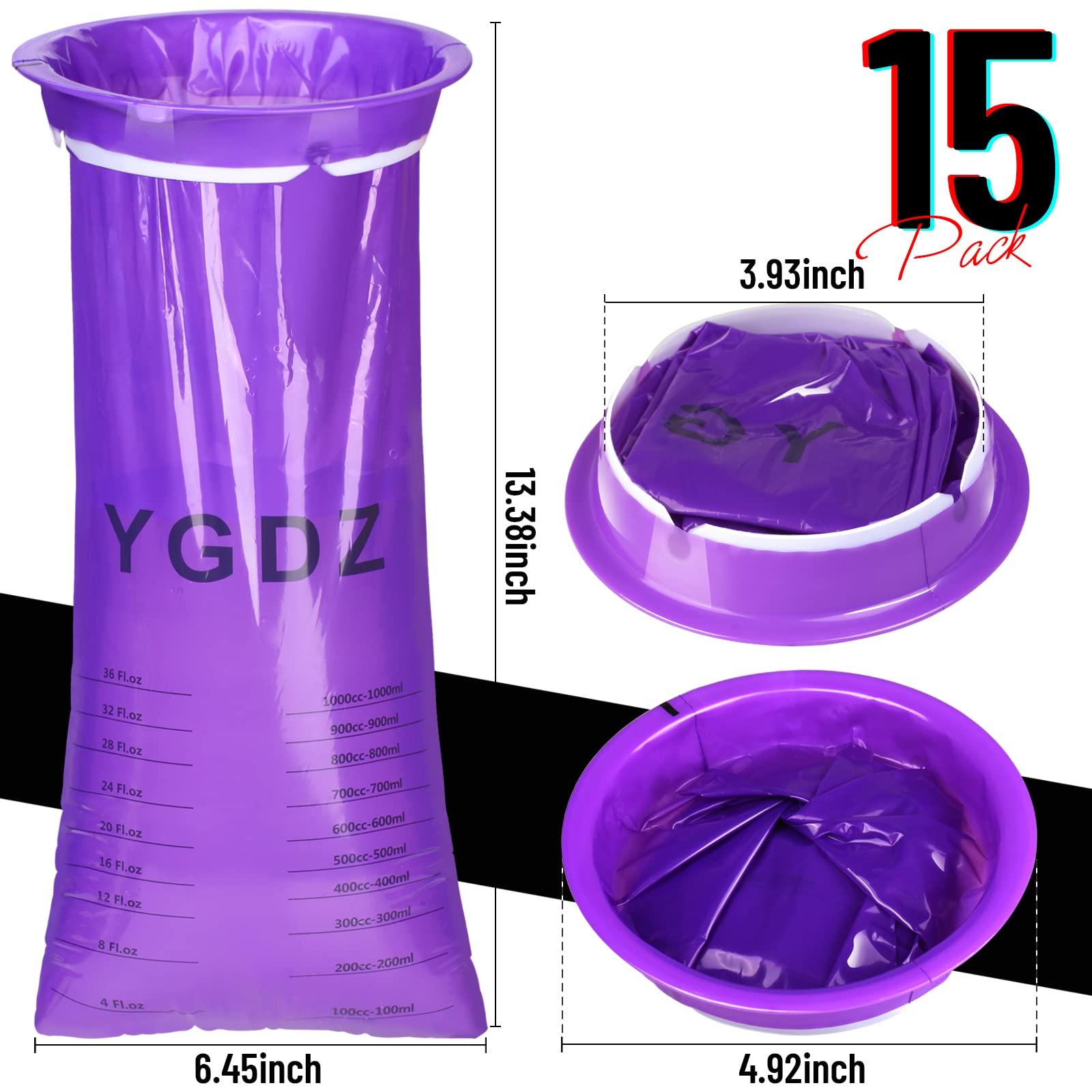 YGDZ Barf Bags, YGDZ 15 Pack Vomit Bags Disposable Throw Up Emesis Bags Puke Nausea Bags for Travel Motion Sickness, Car & Aircraft, Purple