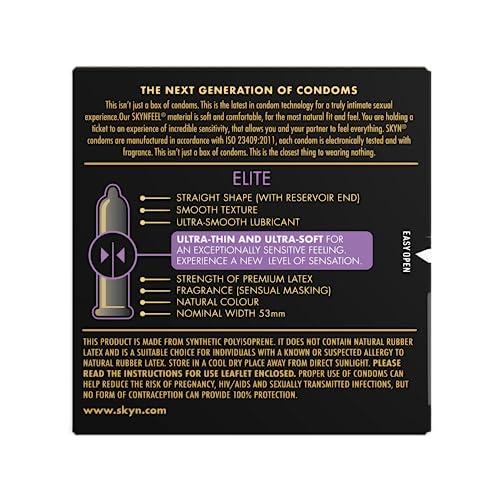 SKYN SKYN Elite ultra thin and ultra soft premium condom 3p and SKYN Extra Lube super soft premium male condom for superior comfort 3p (Pack of 6 non Latex condoms)