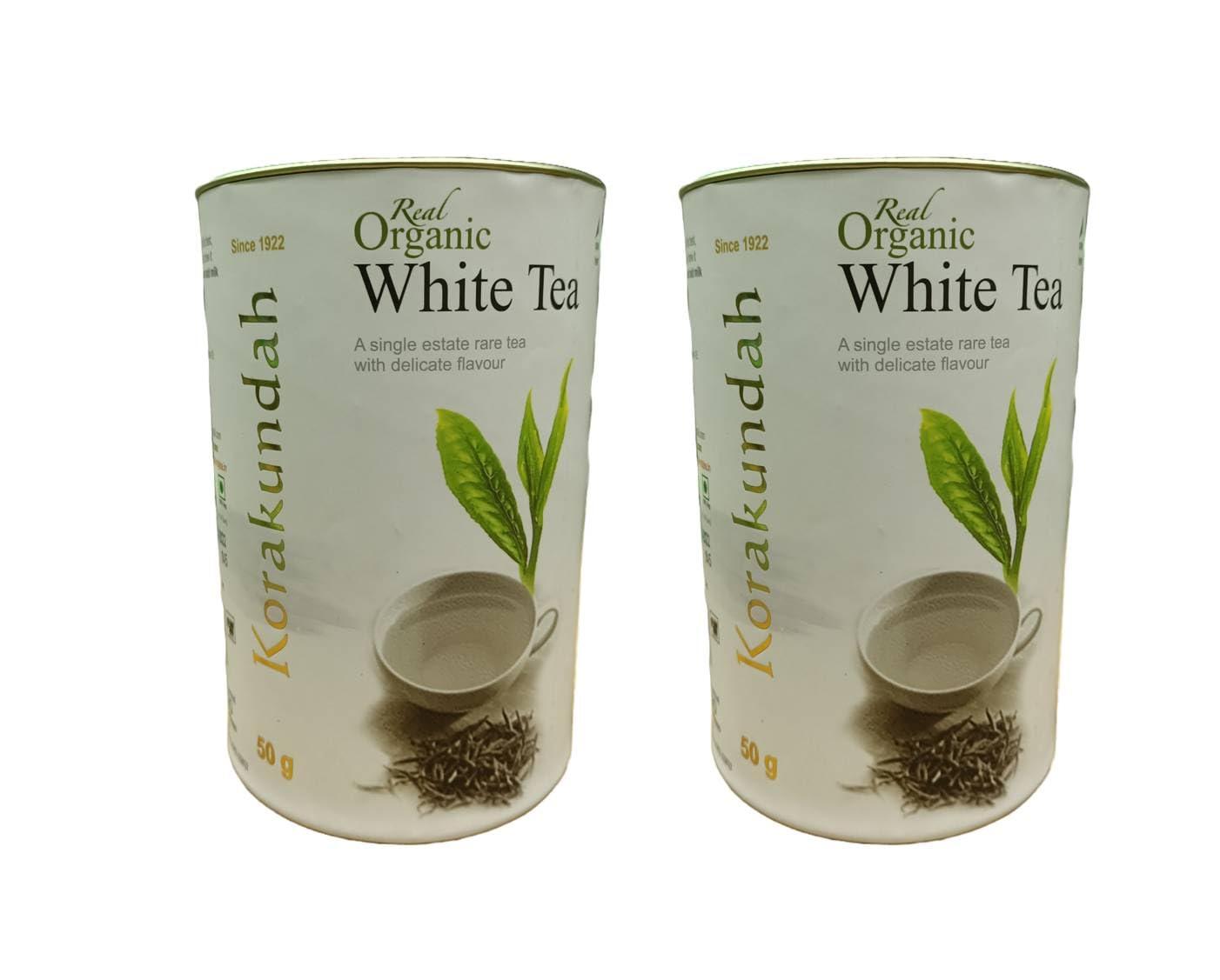 The United Nilgiri Tea Estates co.ltd KORAKUNDAH Real Organic White Tea | 50 g | Pack of 2 |Total 100g| A Single Estate Rare Tea with delicate flavour