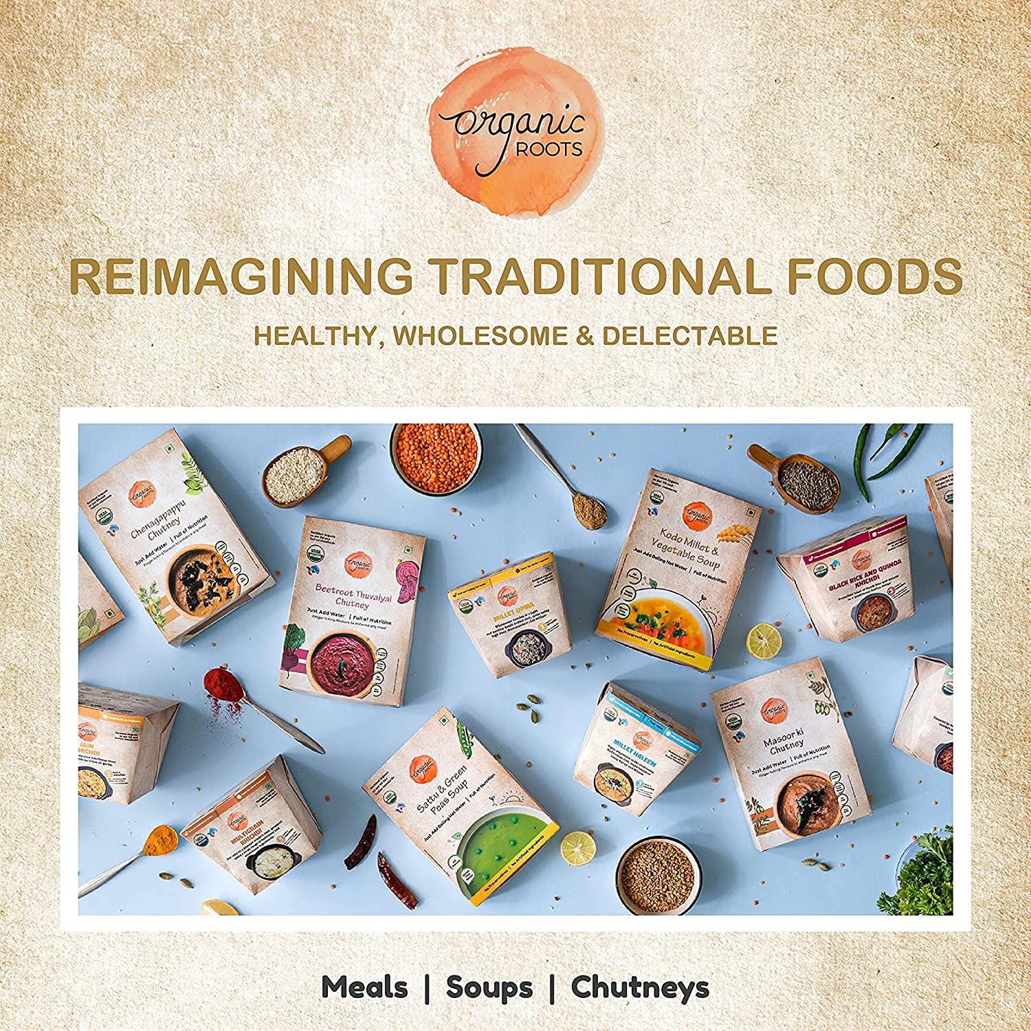 Organic Roots Indic Roots (Organic Roots) Pumpkin & Lentil Soup, Instant Soup Packets, Healthy Natural Ready To Cook Vegetable Soup Mix Powder, Pack of 4 (30G Each, 230Ml)