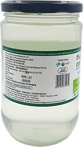 Farm Naturelle Farm Naturelle -100 % Pure Organic Extra-Virgin Cold Pressed Coconut Oil (Glass Bottle - 600 ml)