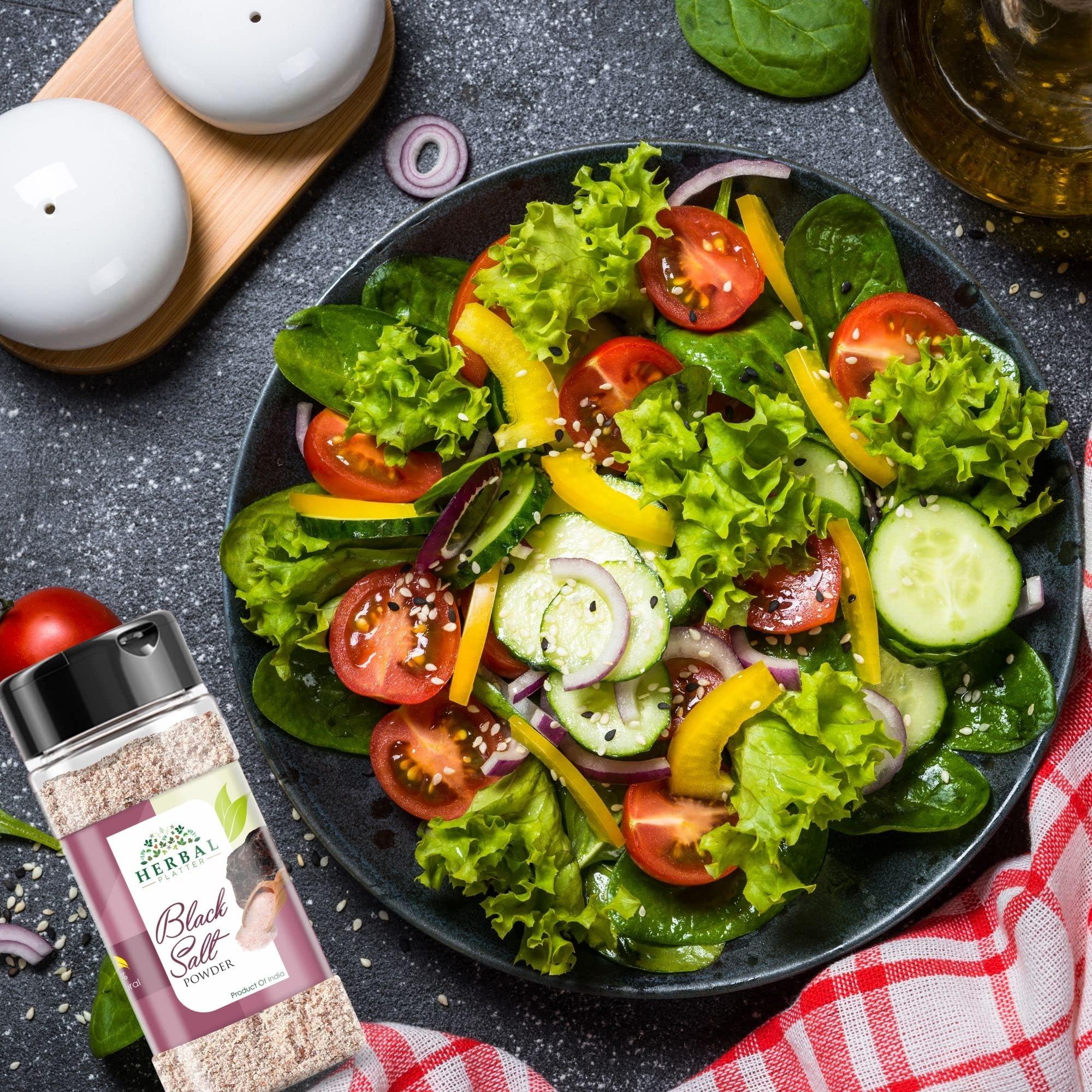 Herbal Platter Herbal Platter Himalayan Black Salt (Kala Namak) 100% Pure & Natural Rock Salt 100g Spice Jars with Sprinkler