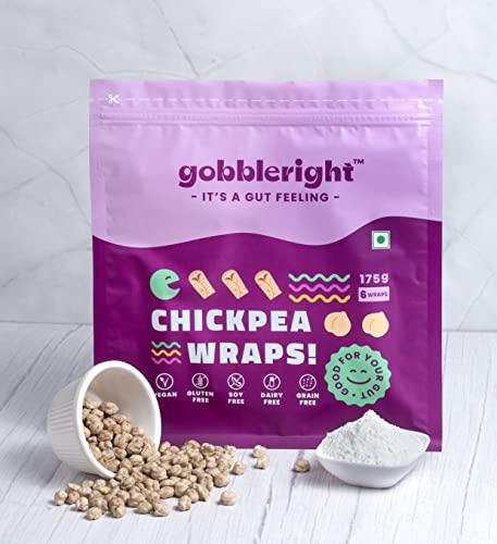 GOBBLERIGHT GOBBLERIGHT Gluten Free Tortilla Chickpea Wraps - Pack Of 2 (12 Wraps)/Gluten Free, Vegan, Dairy Free, Soya Free, Grain Free/Best For Burrito, Wraps, Tortilas, Tacos, Shawarmas And Rolls, 350 Gram