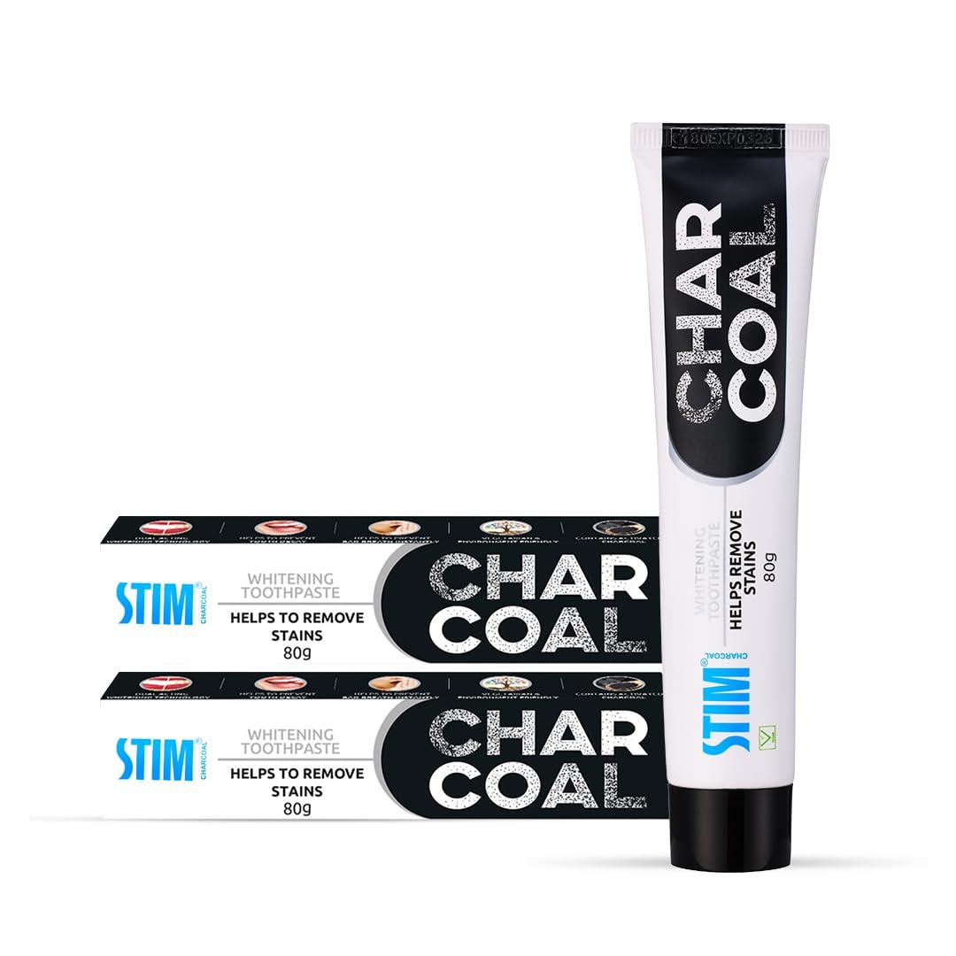 STIM STIM Charcoal Toothpaste For Natural Whitening (80g) Pack of 3