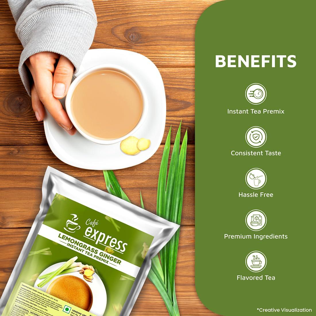 AMAZON AMAZON 3 in 1 Lemongrass and Ginger Tea Instant Premix Roasted Dry Powder Tea, Milk and Sugar for Vending Machine 1 Kg Pack