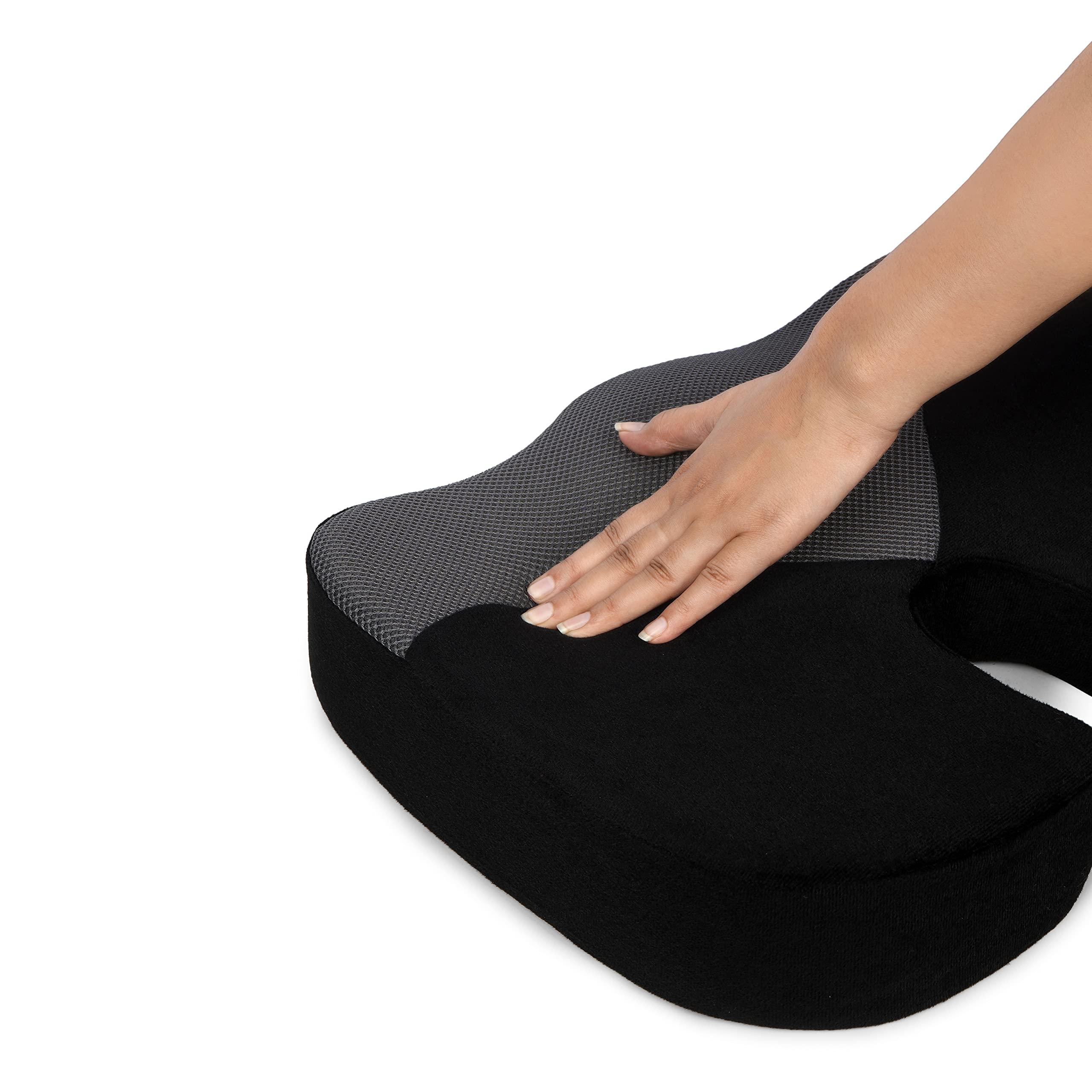 BIG-BEN BIG-BEN OREST Donut Pillow/Tailbone Pain Relief/Comfort PU Foam/Sciatica/Orthopedic/Hemorrhoids for Sitting (Up to 100 Kg: Standard) (Black & Grey PU Foam, Up to 100 Kg: Standard)