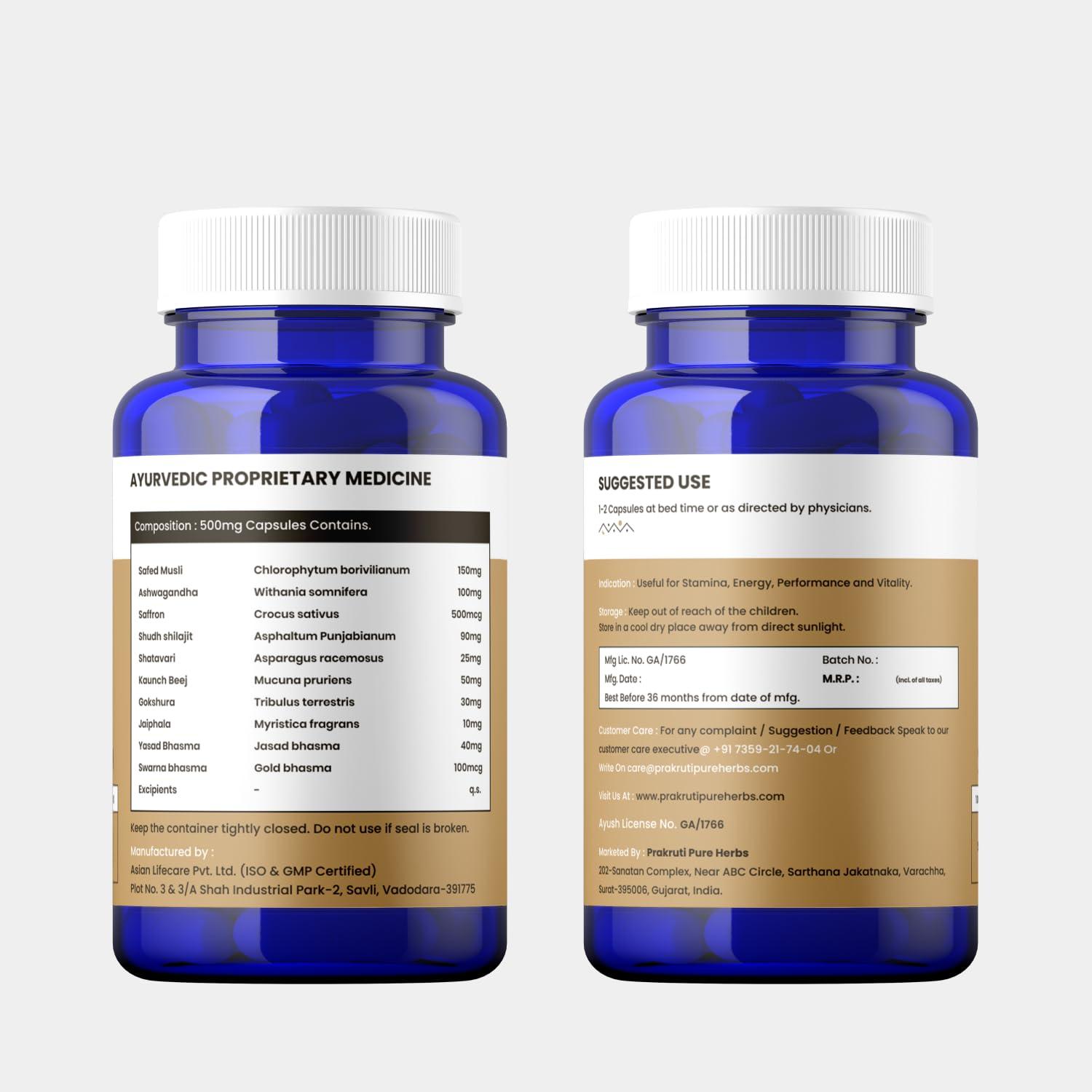 Prakruti Pure Herbs Prakuri Daily Greens Spiruina and Stemino M+ Shilajit Gold Combos | 100% Natural help to Immunity & Enegry Booster | Stamina & General Wellness