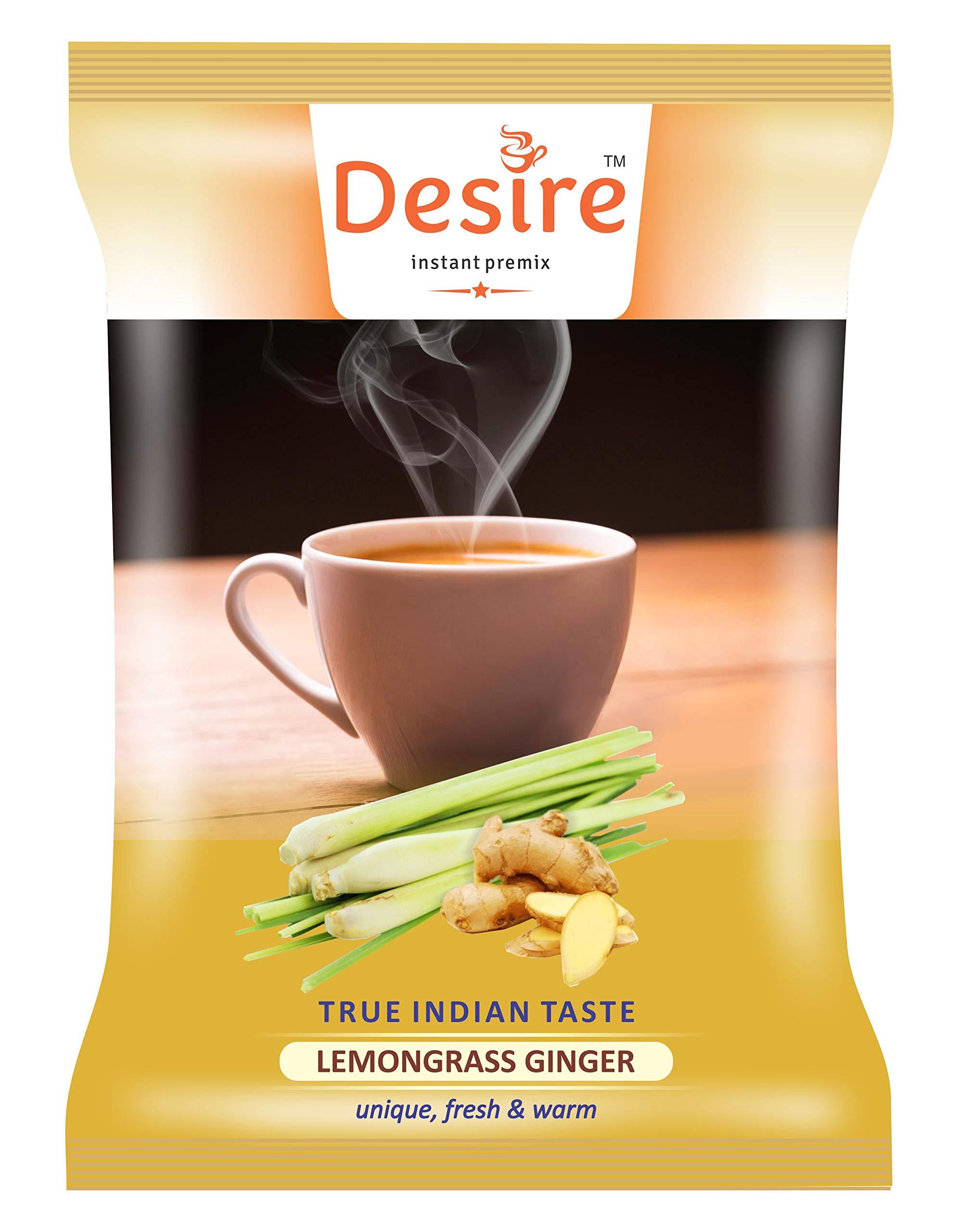 Desire Desire Lemon grass ginger tea Instant Premix, 500gms, for both Manual and Vending machines, Instant tea mix, Lemon grass ginger flavor, Refreshing taste