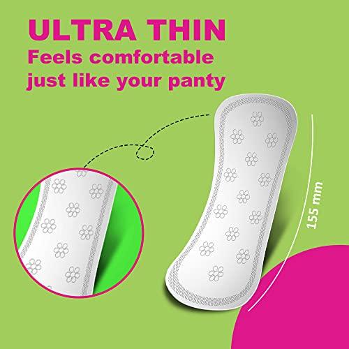 Wonderize Wonderize Ultra Thin Cotton Panty Liners - 72 Liners (Combo of 3) Size – 155mm for Daily Use Freshness and Protection (155mm (72 Count))