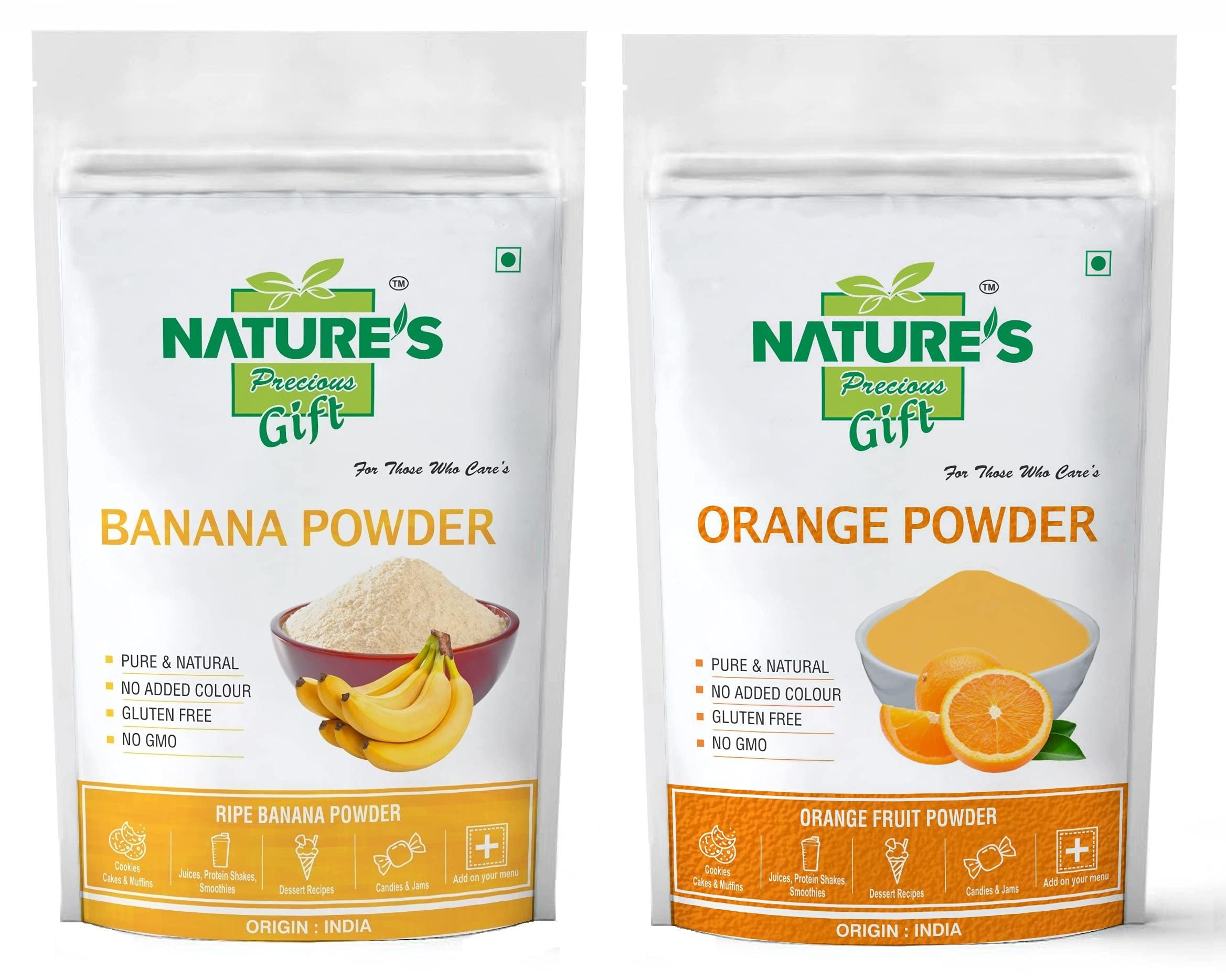 NATURE'S GIFT - FOR THOSE WHO CARE'S NATURE\'S GIFT - FOR THOSE WHO CARE\'S Banana Powder & Orange Fruit Powder -100 GM Each (Super Saver Combo Pack)