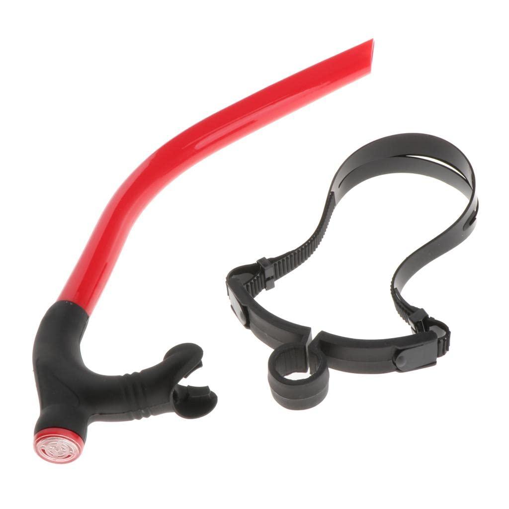 UJEAVETTE UJEAVETTE Swimming Center Snorkel Silicone Breathing Tube Adjustable Head Strap Red