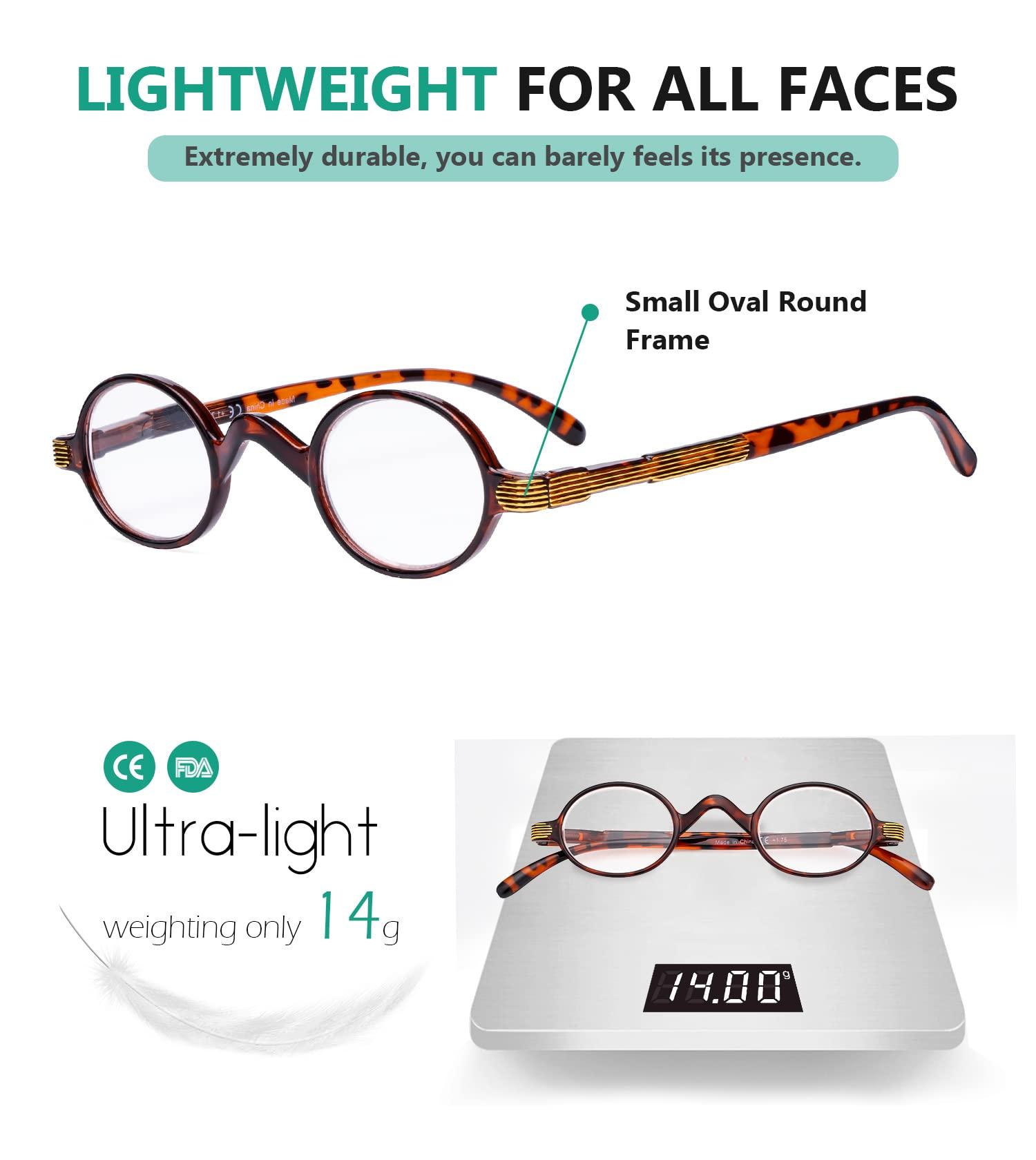 Eyekepper Eyekepper Readers Spring Temple Vintage Mini Small Oval Round Reading Glasses Tortoise +3.0