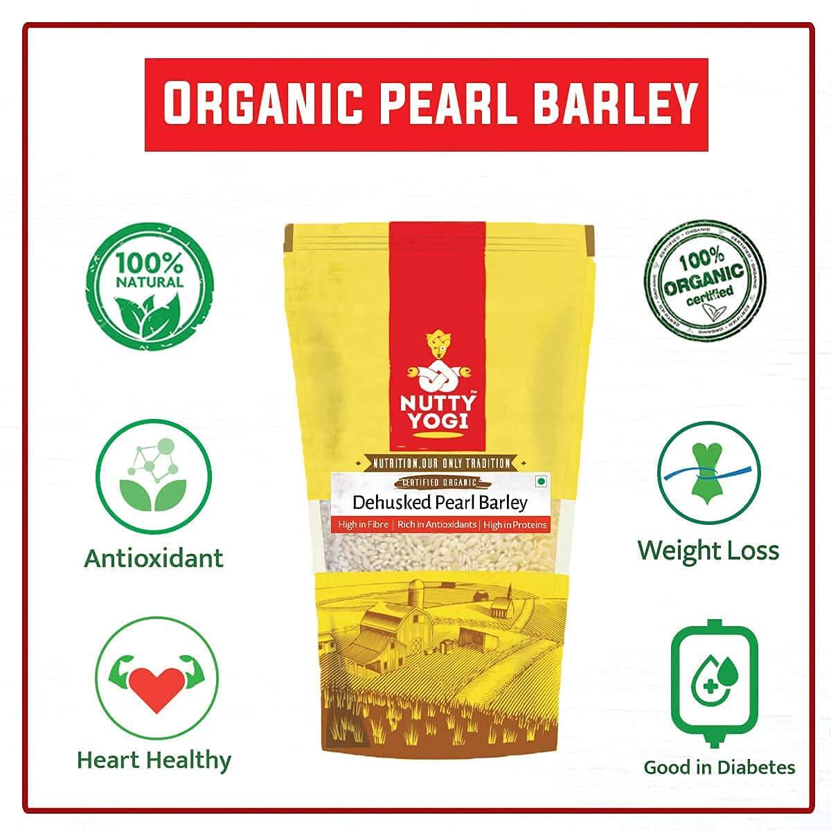 NUTTY YOGI Nutty Yogi Organic Pearl Barley | wholegrain Nutrition | - 400gm (Pack of 1)