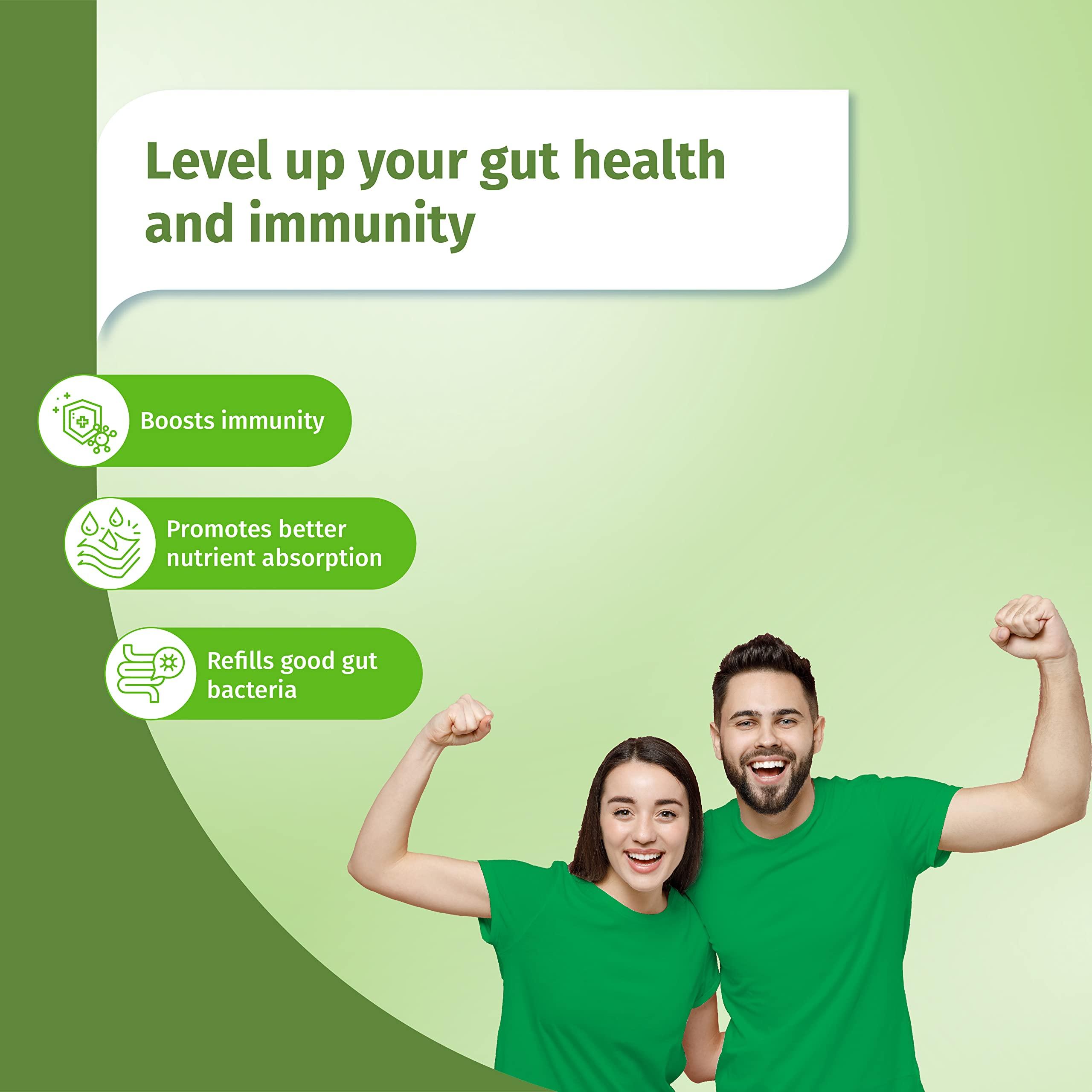 WELLFA Wellfa Gut Strong Tablets| Pre & Probiotic | 12 billion CFU Probiotic | 6 Unique Probiotic Strains | Prebiotic-Inulin Extract | Better Gut Health | Green Apple & Peppermint - 21 Effervescent Tablets