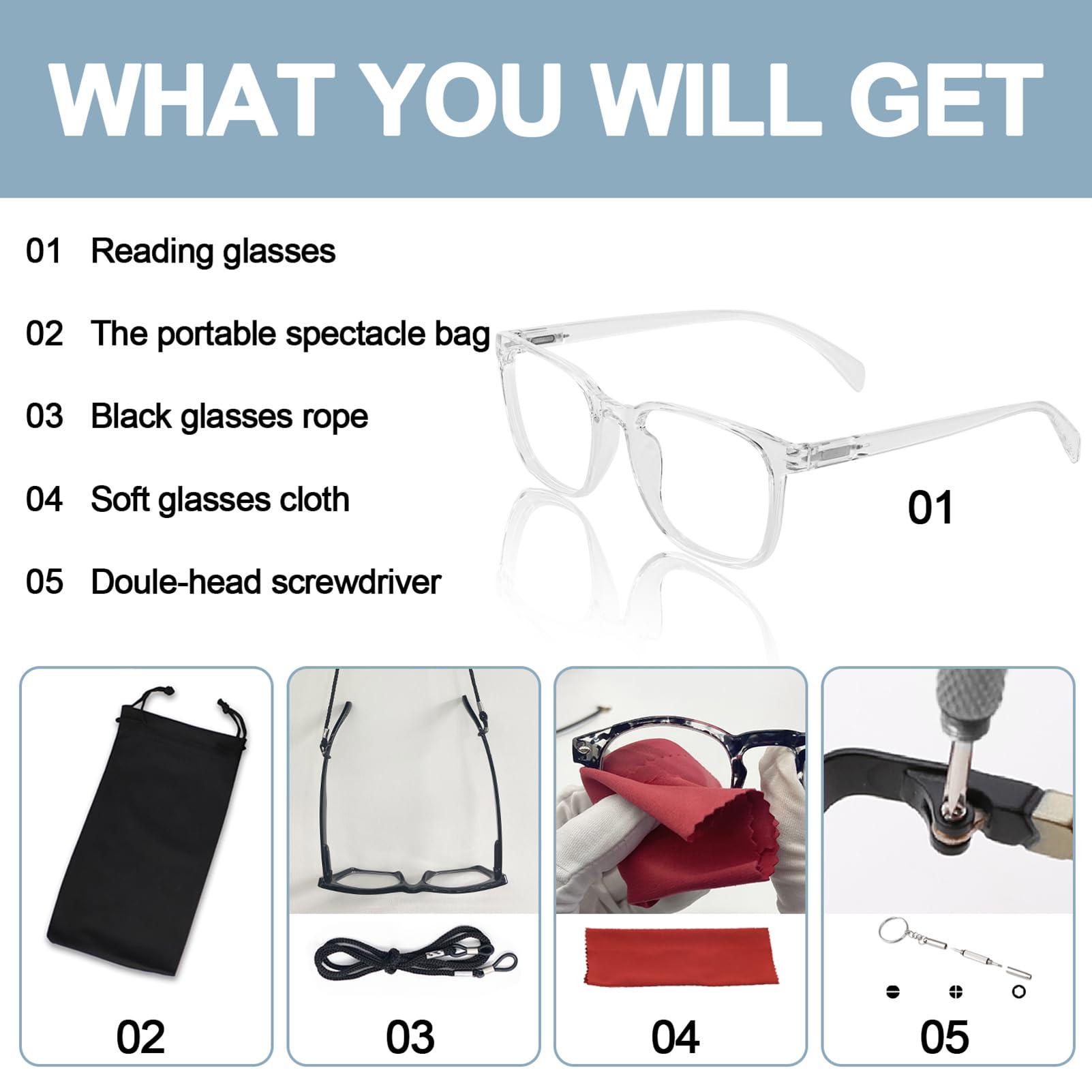 OCCI CHIARI OCCI CHIARI Big Square Reading Glasses 2.25 Men lightwight Readers 1.0 1.25 1.5 1.75 2.0 2.25 2.5 2.75 3.0 3.5 4.0 5.0 6.0 Wide Fitment