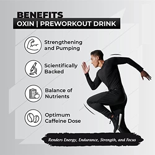 Oxin Nutrition Oxin Nutrition Pre Workout 3X Caffeinated Punch with Vitamin C - Preworkout Drink - Zero Sugar - Pre Workout Natural - Preworkout Supplements Powder 250g (Tropical Orange)