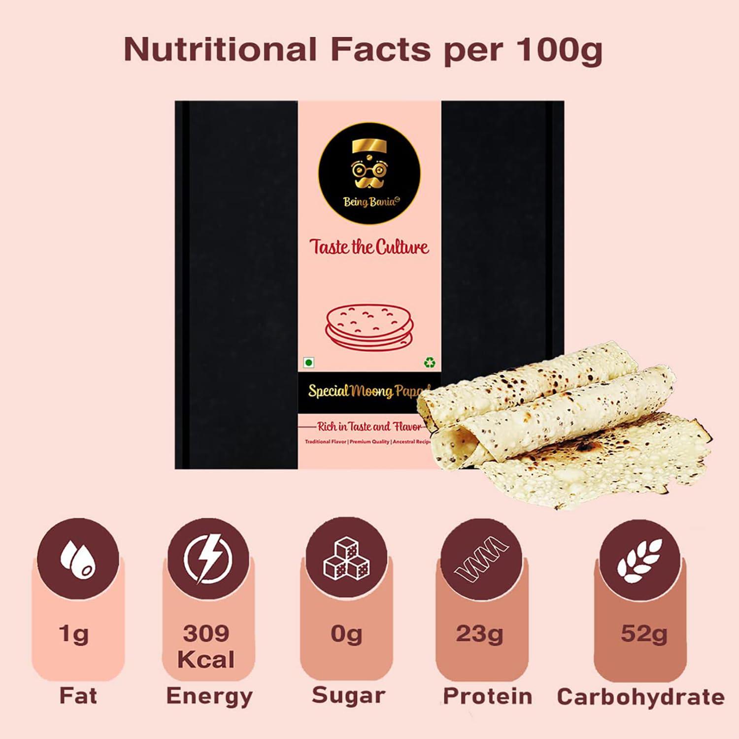 Being Bania Special Moong Papad - 100% Natural and Handmade | Moong dal papad | Appalam, papadam and fryums