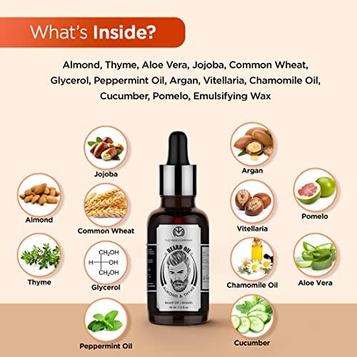 The Man Company The Man Company Beard Oil for Growing Beard Faster with Almond & Thyme, 100% NATURAL, Best Beard Growth Oil for Men, Nourishes & Strengthens Uneven Patchy Beard - 30ML